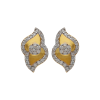 FLORAL LINKED CASTING STUD WHITE STONE 